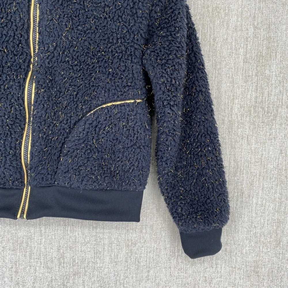 Nike Sportswear Sherpa Fleece Bomber Jacket XL Black Gold Sparkle Full Zip